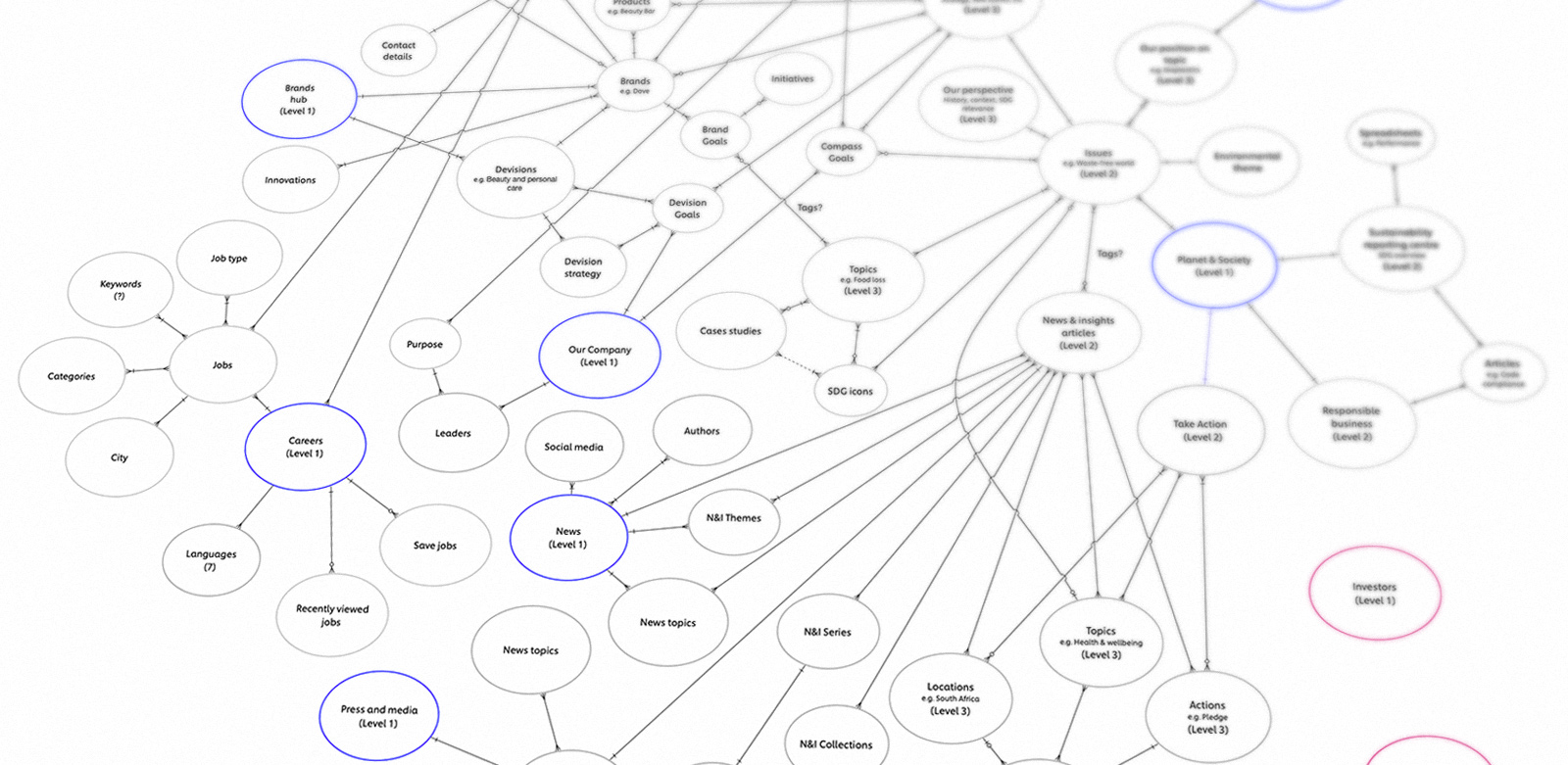 A diagram showing the website domain model